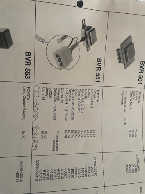 Voltage Regulator Suit Toyota AEODVR2002 (831231 BVR551)