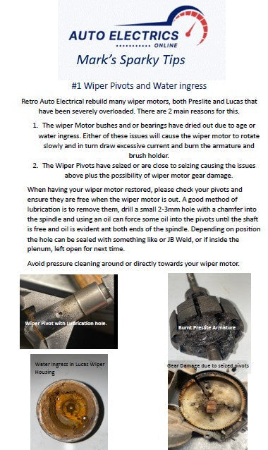 Mark's Sparky Tip #1 Wiper Pivots and Water Ingress