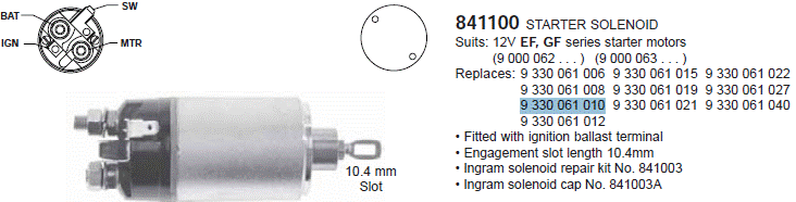 Solenoid Bosch  Suit Many Bosch Starters 9 330 061 010 Genuine Bosch